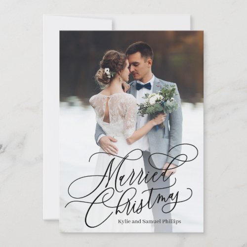 Married Christmas Newlywed Photo Holiday Card