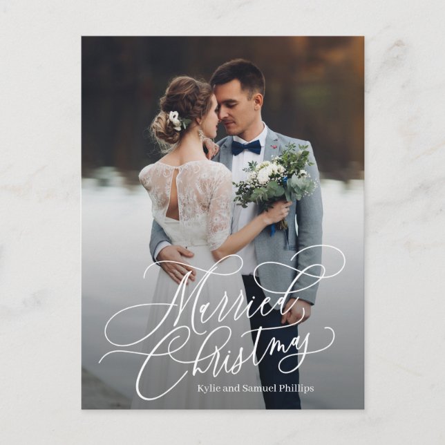 Married Christmas Newlywed Photo Holiday Postcard (Front)