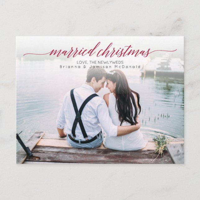 Married Christmas Newlywed Photo Holiday Postcard (Front)