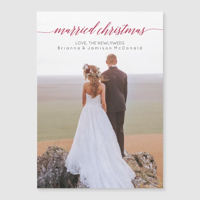 Married Christmas Newlywed Photo Magnet (Front)