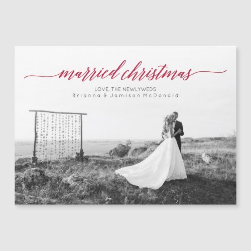 Married Christmas Newlywed Photo Magnet