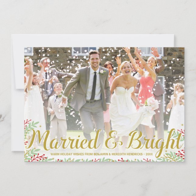 Married Christmas | Newlyweds Holiday Photo Card (Front)