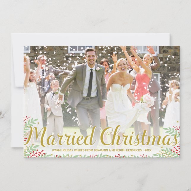 Married Christmas | Newlyweds Holiday Photo Card (Front)