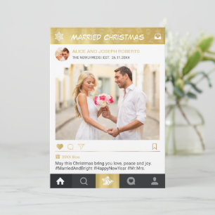 Married Christmas Newlyweds Instagram Frame Photo Holiday Card