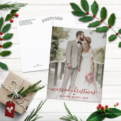 Married Christmas Newlyweds Photo Holiday