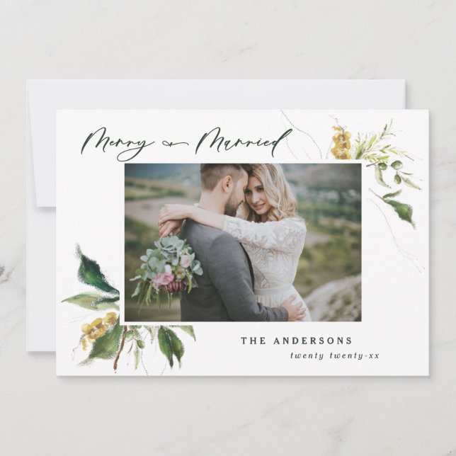 Married Christmas painted floral photo holiday (Front)