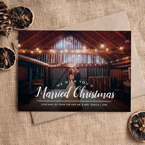 Married Christmas Photo Overlay Magnetic Card