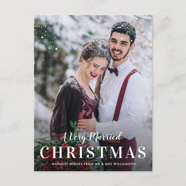 MARRIED CHRISTMAS | trendy script christmas  Postcard (Front)