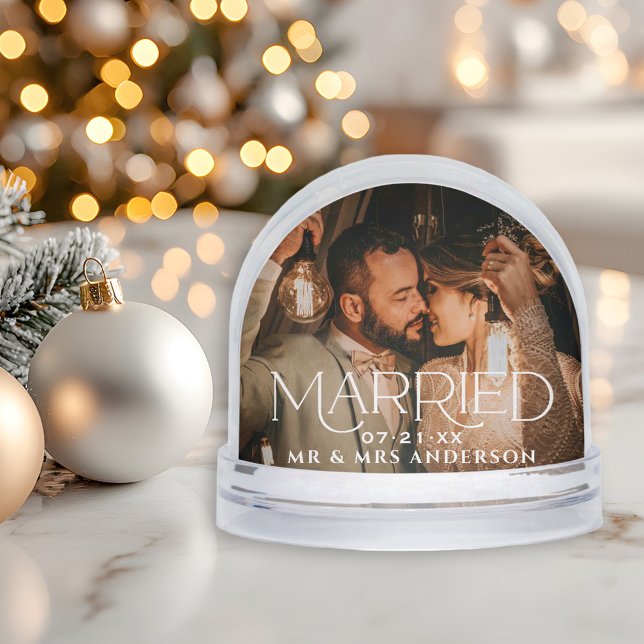 Married Christmas Wedding Photo Keepsake Snow Globe (Creator Uploaded)