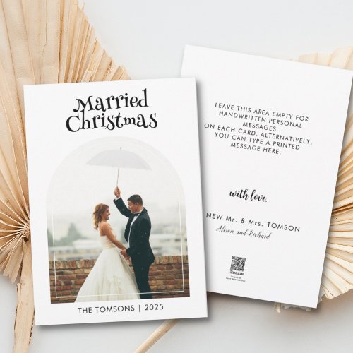 Married Christmas Wedding Thank you Photo Holiday Card