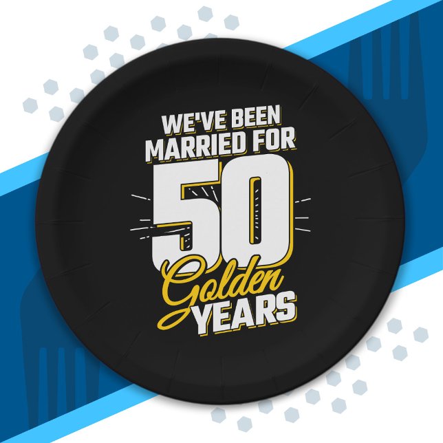 Married Couple 50 Years 50th Wedding Anniversary Paper Plates (Creator Uploaded)