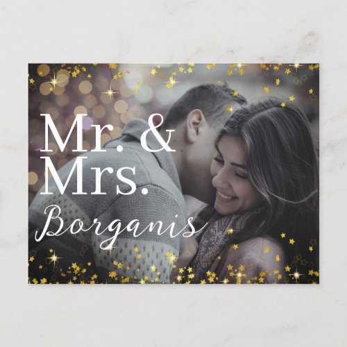 Married Couple Custom Wedding Photo Signed Postcard