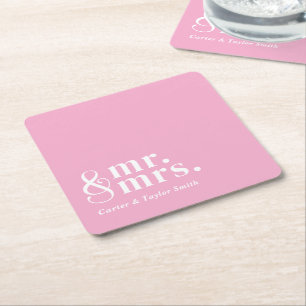 Married Couple Customizable Titles Wedding Couple Square Paper Coaster