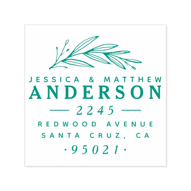 Married Couple Elegant Botanical Return Address Self-inking Stamp (Design)