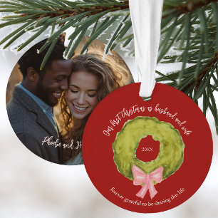 Married Couple First Christmas Keepsake Red Green Ornament