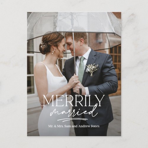 Married Couple Merrily Married Holiday Postcard