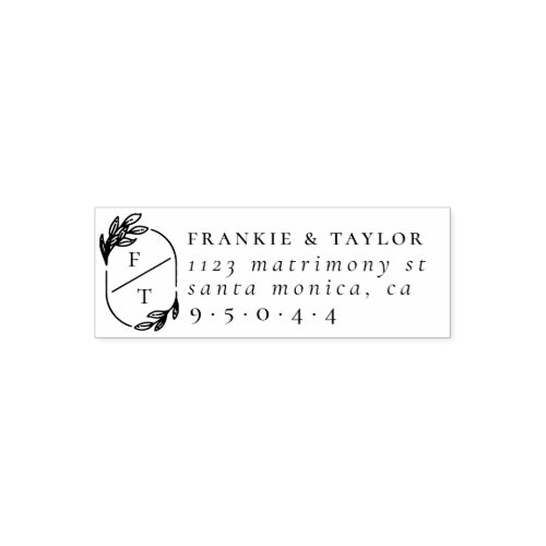 Married Couple Monogram Formal Wedding Address Self_inking Stamp