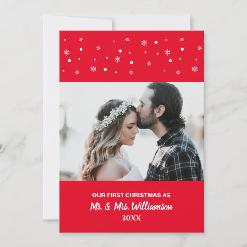 Married Couple Our First Christmas Custom Photo Holiday Card