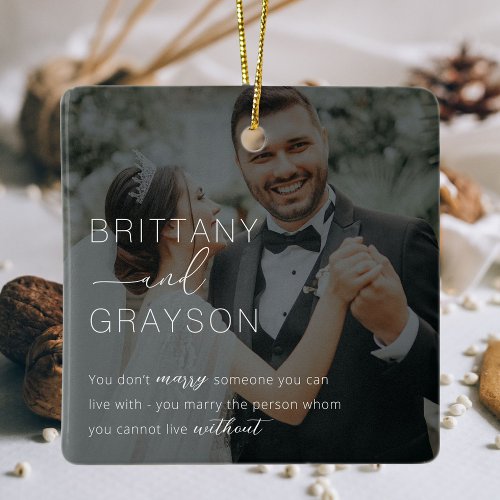 Married Couple Photo Christmas Ceramic Ornament