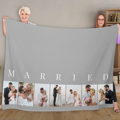 MARRIED Custom 7 Picture Grey Photo Fleece Blanket