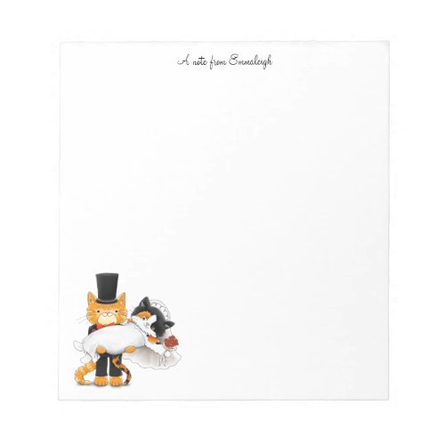 Married Cute Cartoon Cats Personalized Notepad