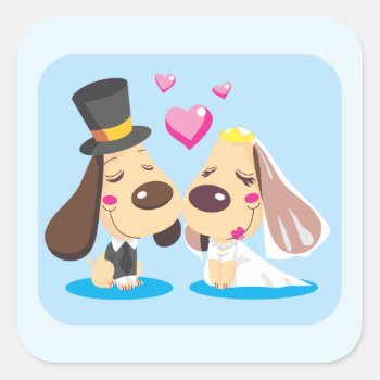 Married Dog Couple Square Sticker by Kakigori at Zazzle