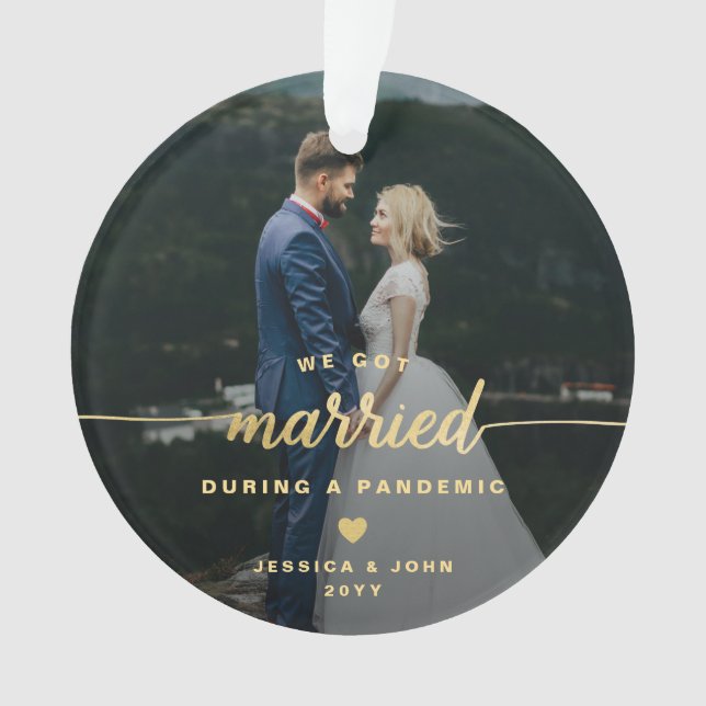 Married During A Pandemic 2 Photo Acrylic Ornament (Front)