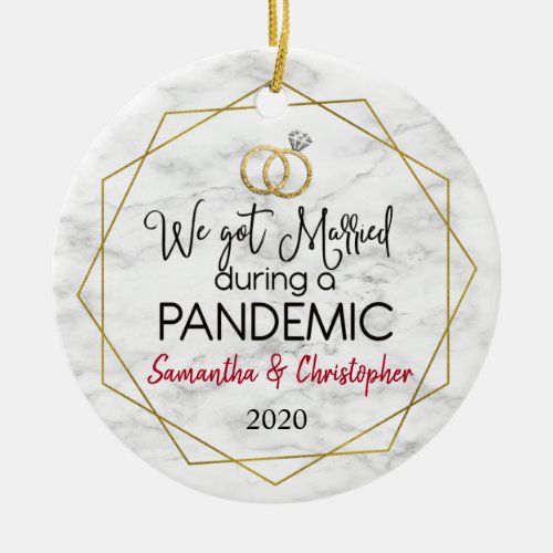 Married During A Pandemic Christmas Together Ceramic Ornament