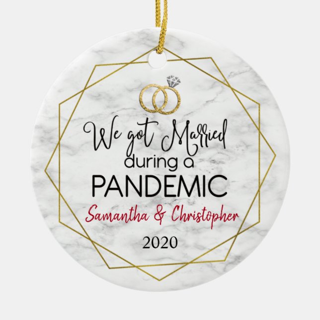 Married During A Pandemic Christmas Together Ceramic Ornament (Front)