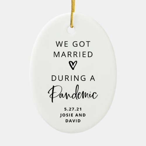 Married During a Pandemic  Photo Back Ceramic Ornament