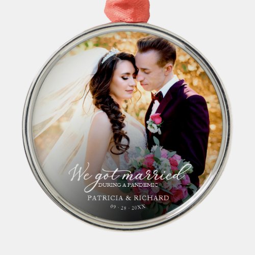 Married During a Pandemic Photo Elegant Metal Ornament