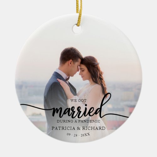 Married During a Pandemic Photo Keepsake Christmas Ceramic Ornament