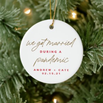 Married During A Pandemic Photo Ornament by blush_printables at Zazzle