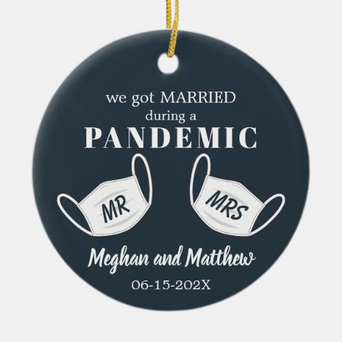 Married during a Pandemic with photo Ceramic Ornament