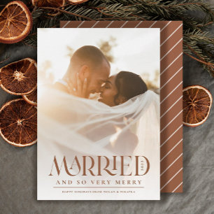 Married Elegant Terracotta Photo Christmas Holiday Card