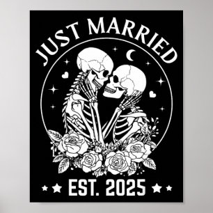 Married Est 2025 Skeleton Couple Halloween Poster