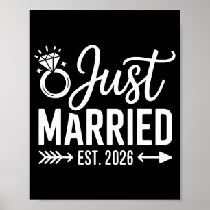 Married Est 2026 Wedding Wife Mr Mrs Bride Groom Poster