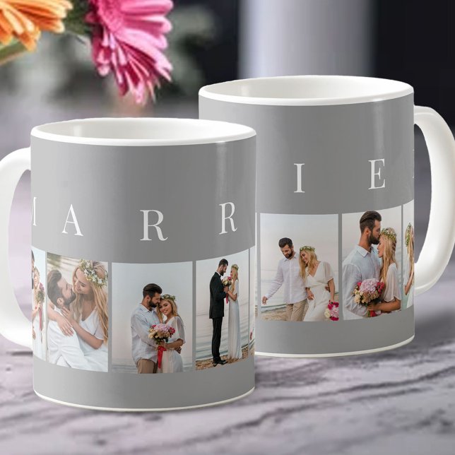 MARRIED Grey and White 7 Picture Photo Collage Coffee Mug (Creator Uploaded)