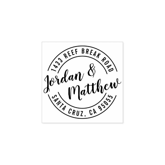 Married Hand Lettering Script Return Address Rubber Stamp (Imprint)
