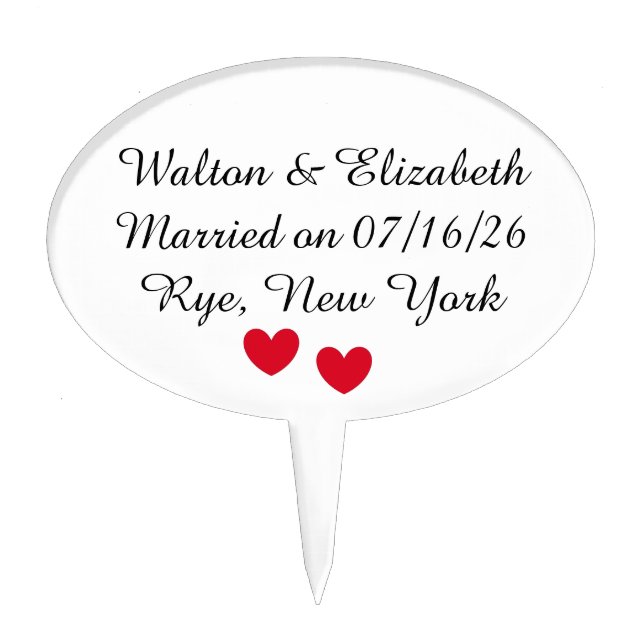 Married Hearts Historical Wedding Cake Topper (Front)