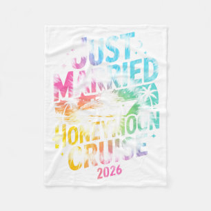 Married Honeymoon Cruise 2026 Trip Retro Tie Dye Fleece Blanket