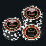 Married in (Add Your City and State) Poker Chips<br><div class="desc">Casino style Poker Chips. Wedding in (Add Your City and State). Featuring deep red, gold and black design ready for you to personalize. Makes a great party favor keepsake for your guests. More colors are available. ✔Note: Not all template areas need changed. 📌If you need further customization, please click the...</div>