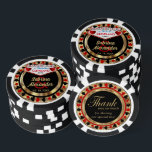 Married in (Add Your City and State) Poker Chips<br><div class="desc">Casino style Poker Chips. Wedding in (Add Your City and State). Featuring deep red, gold and black design ready for you to personalize. Makes a great party favor keepsake for your guests. More colors are available. ✔Note: Not all template areas need changed. 📌If you need further customization, please click the...</div>