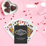 Married in Fabulous Las Vegas Black White Poker Cards<br><div class="desc">Sleek black and white deliver a bold, contemporary look on these personalized Las Vegas wedding monogram playing cards. Features a Married In Fabulous Las Vegas sign design in white on a dramatic black background with customizable couple names and wedding date. All text is fully editable. A chic and modern wedding...</div>