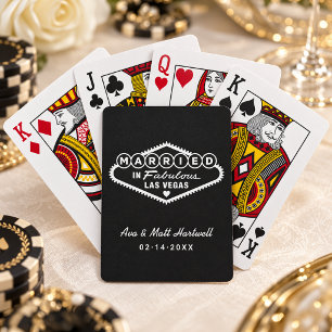 Married in Fabulous Las Vegas Black White Poker Cards
