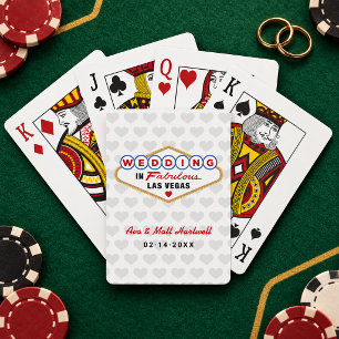 Married in Fabulous Las Vegas Hearts Gray Poker Cards