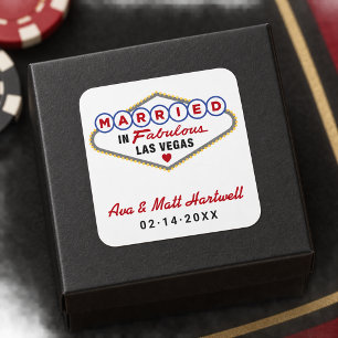 Married in Fabulous Las Vegas Monogram Square Sticker