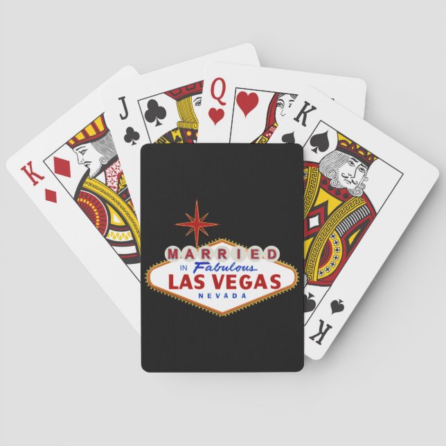 Married in Fabulous Las Vegas, Nevada neon sign Poker Cards (Back)