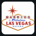Married in Fabulous Las Vegas, Nevada neon sign Square Sticker<br><div class="desc">Personalize your own square sticker on Zazzle.com! Click the Customize button to insert your own artwork, design, or photo to make a unique square sticker. Try adding text using various fonts & view a preview of your design. Zazzle's easy to customize square sticker has no minimum order and is custom...</div>