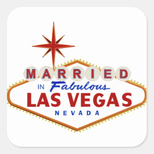 Married in Fabulous Las Vegas Nevada neon sign Square Sticker